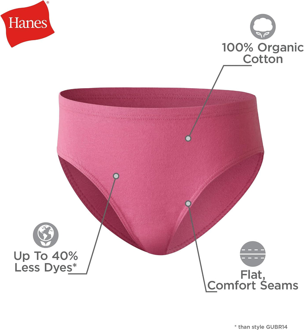 Hanes Girls' And Toddler Organic Underwear, Brief & Hipster, 8-pack, Pure Comfort Organic 100% Cotton Panties