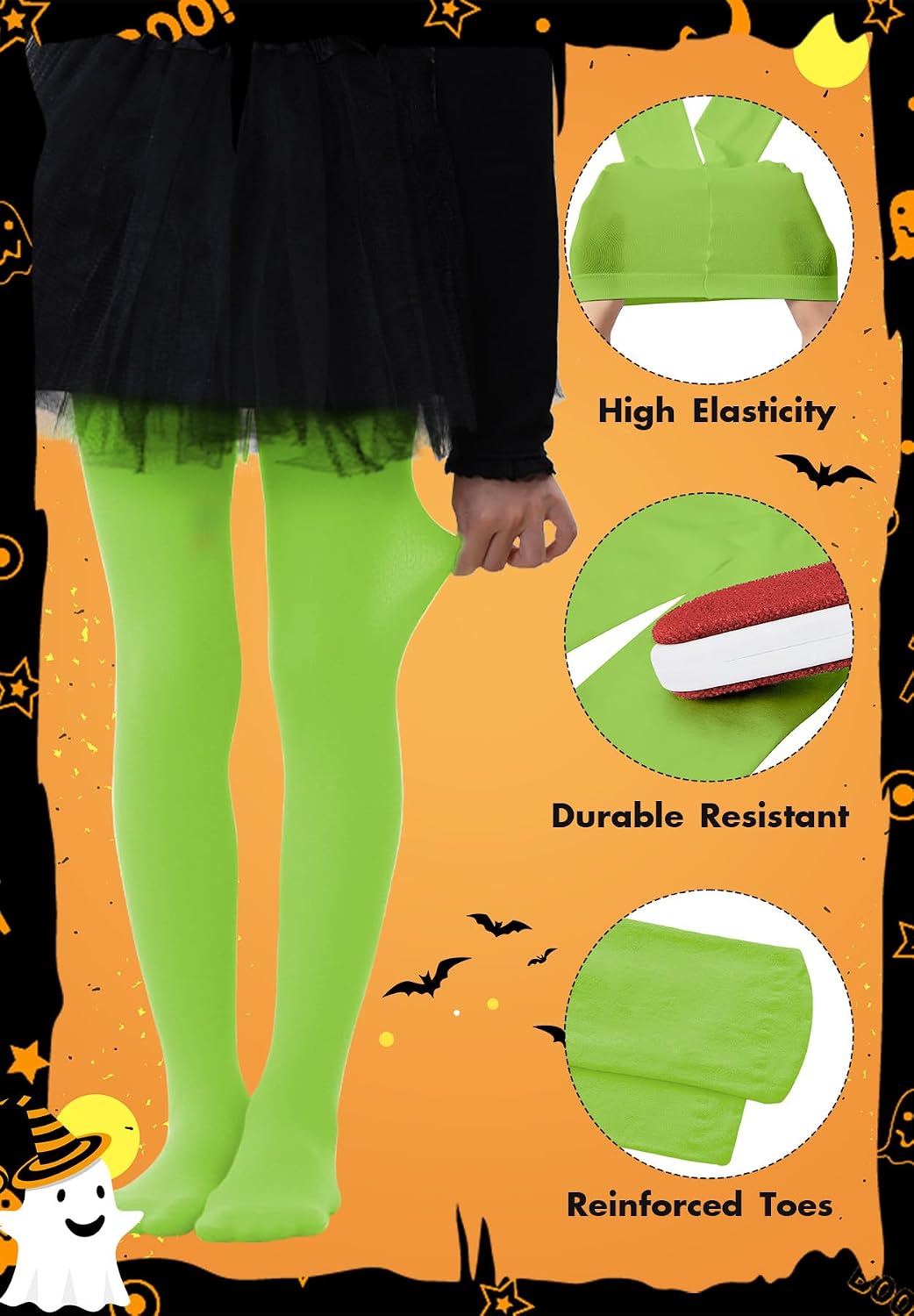 Zando Ballet Tights for Girls Ultra Soft Footed Girls Halloween Tights
