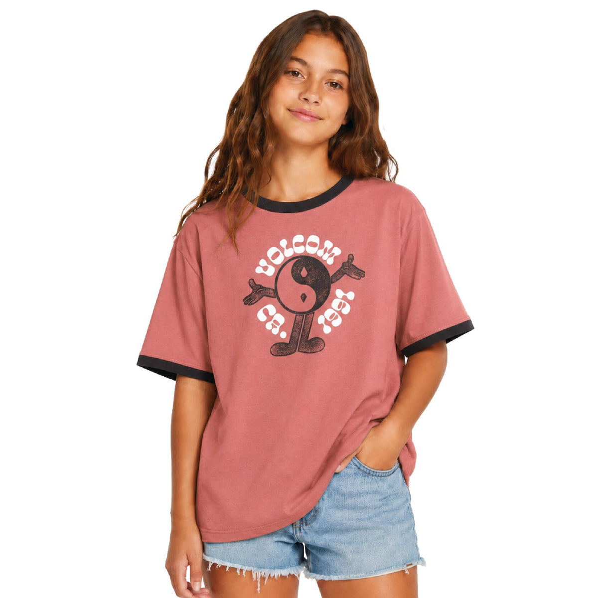 Volcom Girls Crewneck Graphic Tee, Short Sleeve Casual Top