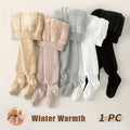 Warm and Cozy Girls' Fleece-Lined Tights - Thick Stretchy Winter Pantyhose Solid Color