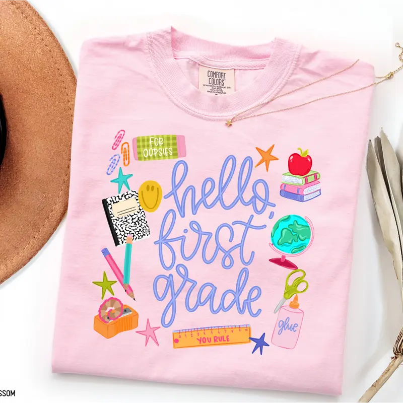 Hello Grade Comfort Colors T-Shirt - Grades Pre-K to 5th Grade!