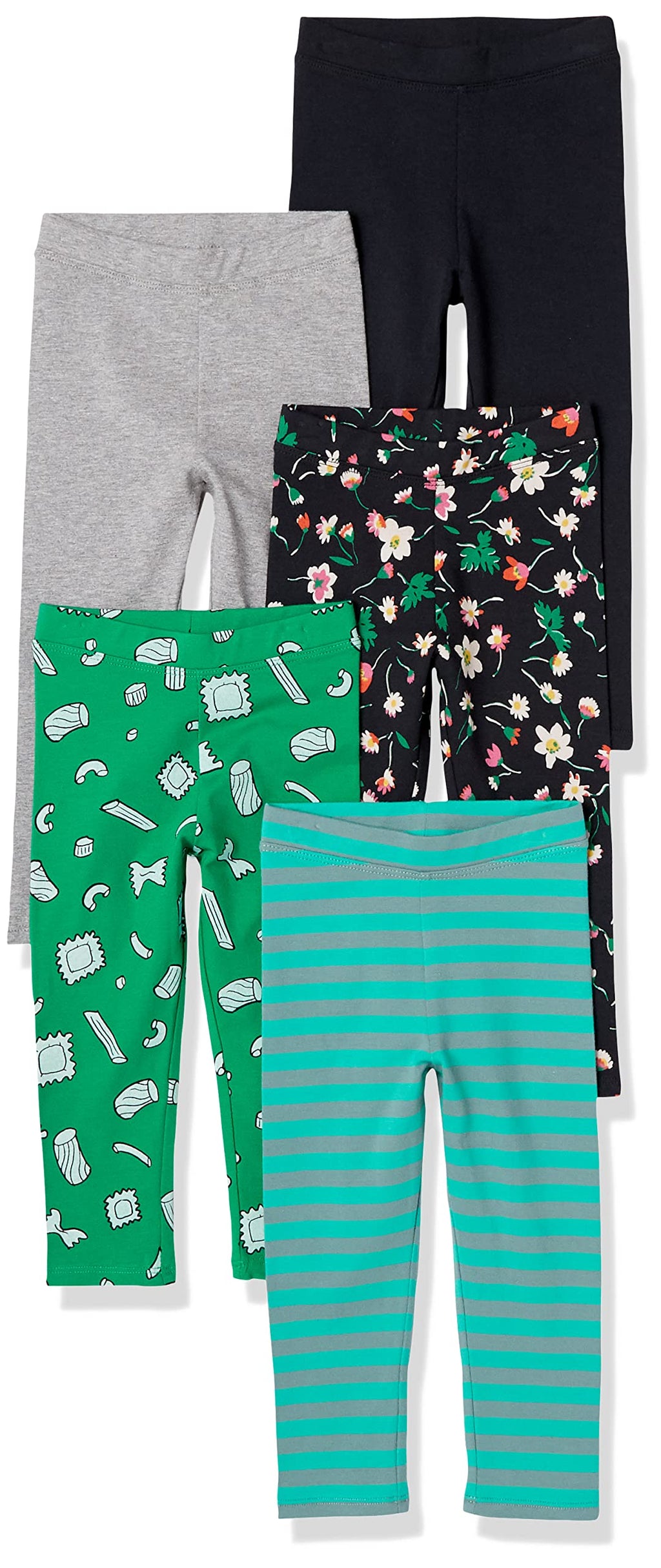 Amazon Essentials Girls' Cotton Stretch Leggings, Multipacks