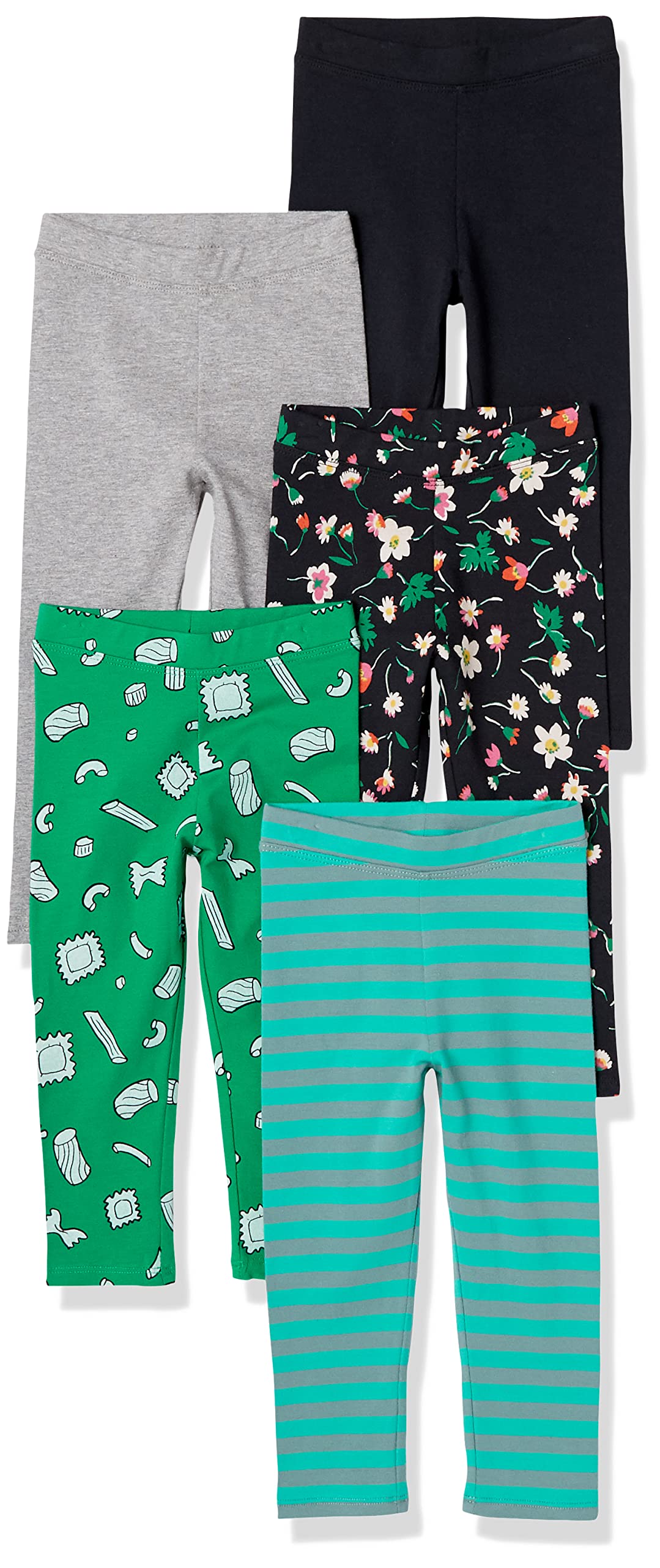 Amazon Essentials Girls' Cotton Stretch Leggings, Multipacks