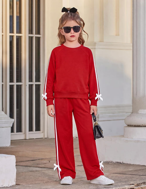 Arshiner Girls 2 Piece Outfits Fall Long Sleeve Shirts Wide Leg Pants Sets
