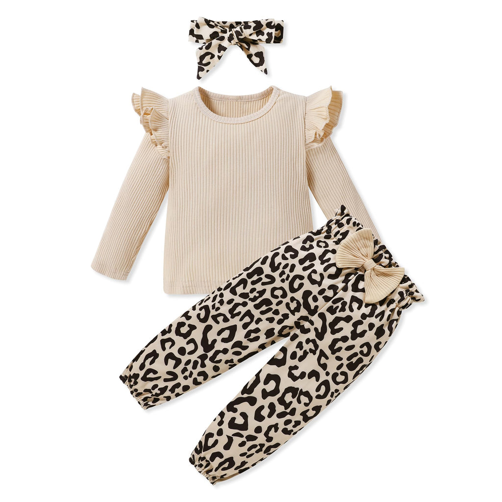 SANMIO Toddler Girl Clothes Cute Ruffle Sleeve Shirt Floral Pants Headband