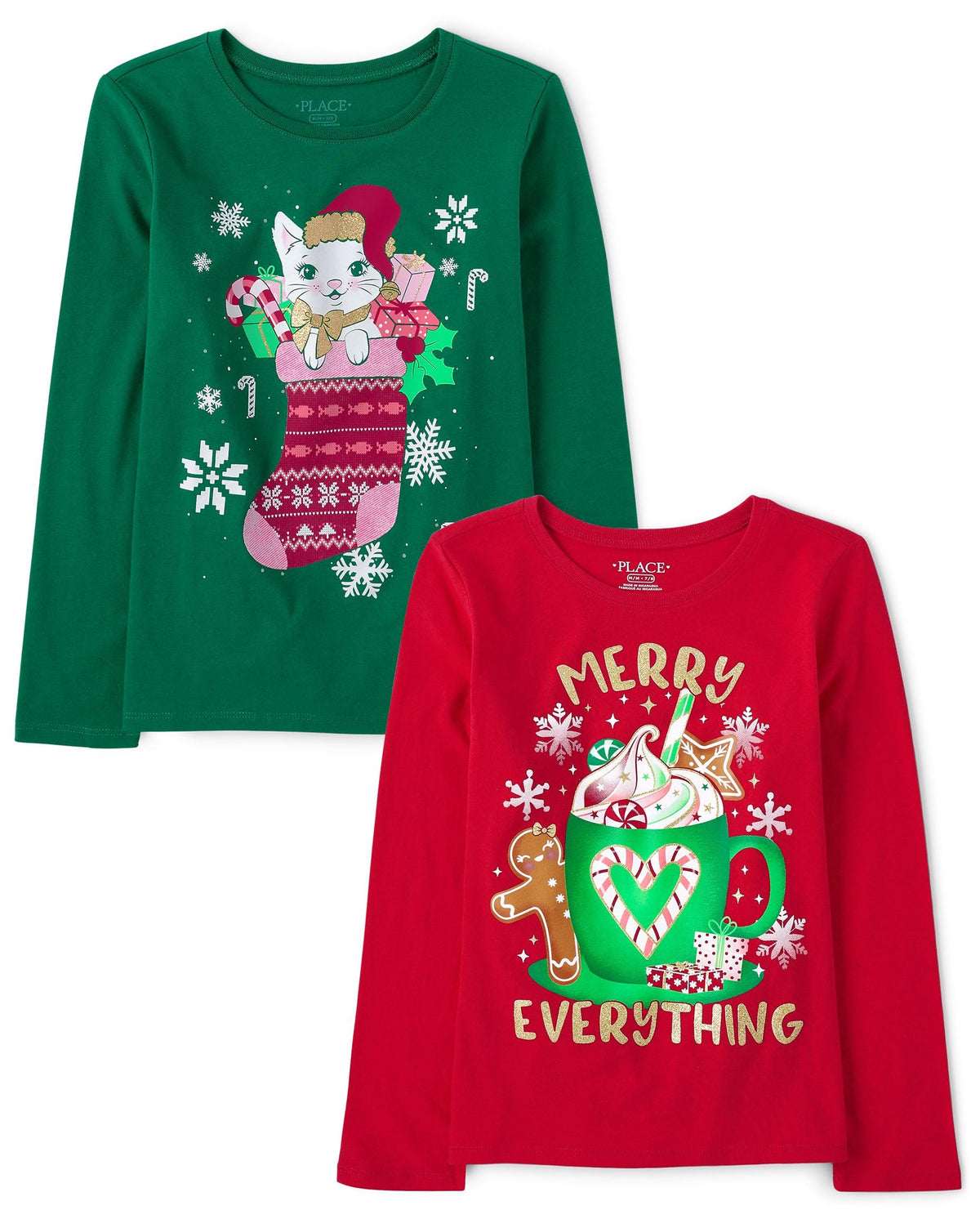 The Children's Place Kids' All Holidays,Birthdays Long Sleeve Graphic T-Shirts,2 Pack