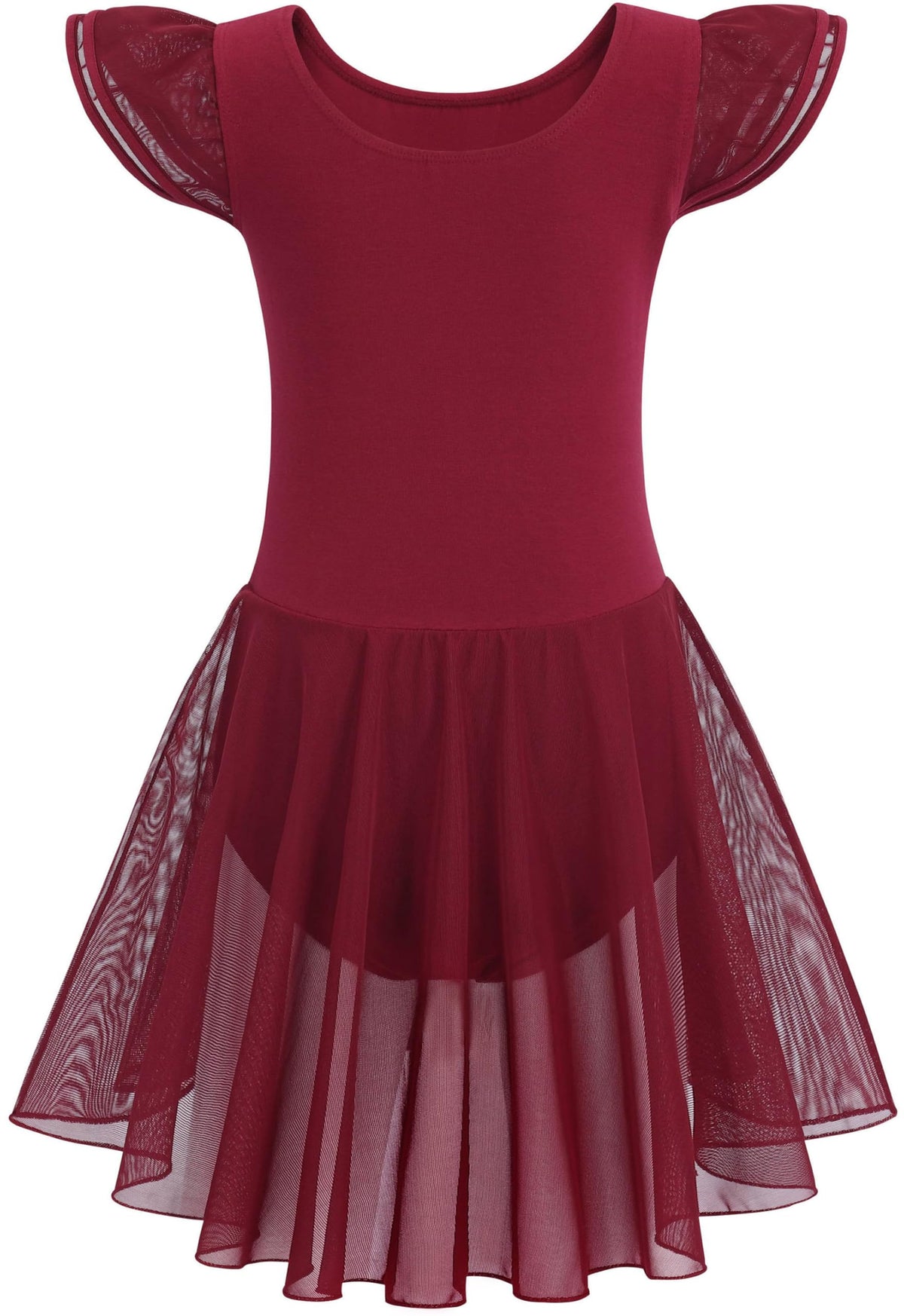 MdnMd Ballet Leotards for Girls Toddler Dance Ballet Leotard with Skirt Ballerina Dresses Tutu Outfits Flutter Sleeve