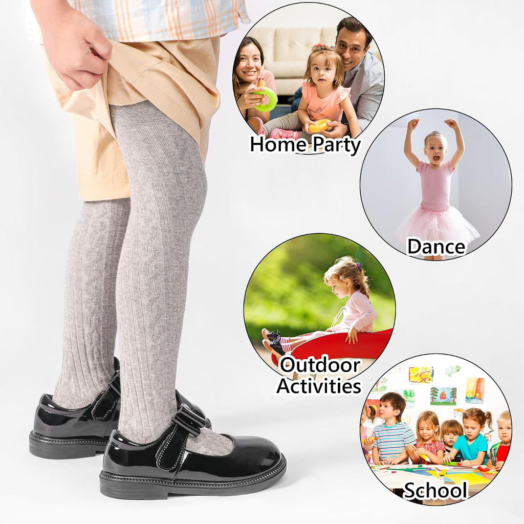 3 Pack Toddler Tights Non Slip Tights for Girls (6 months-6 years)