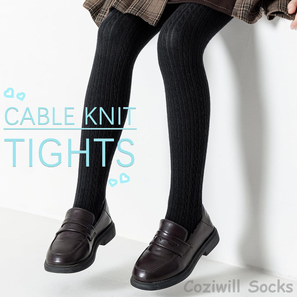 Girls Tights Seamless Toddler Stockings Cable Knit School Leggings 2-12T