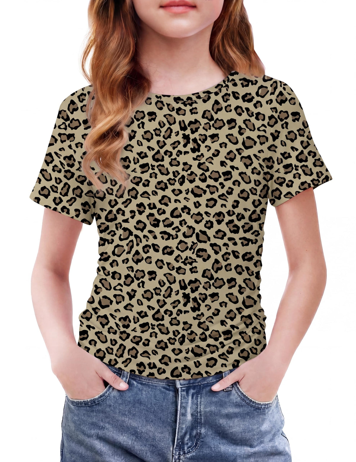 Arshiner Girls Shirts Side Ruched Short Sleeve Crewneck Tops Tee 5-12 Years