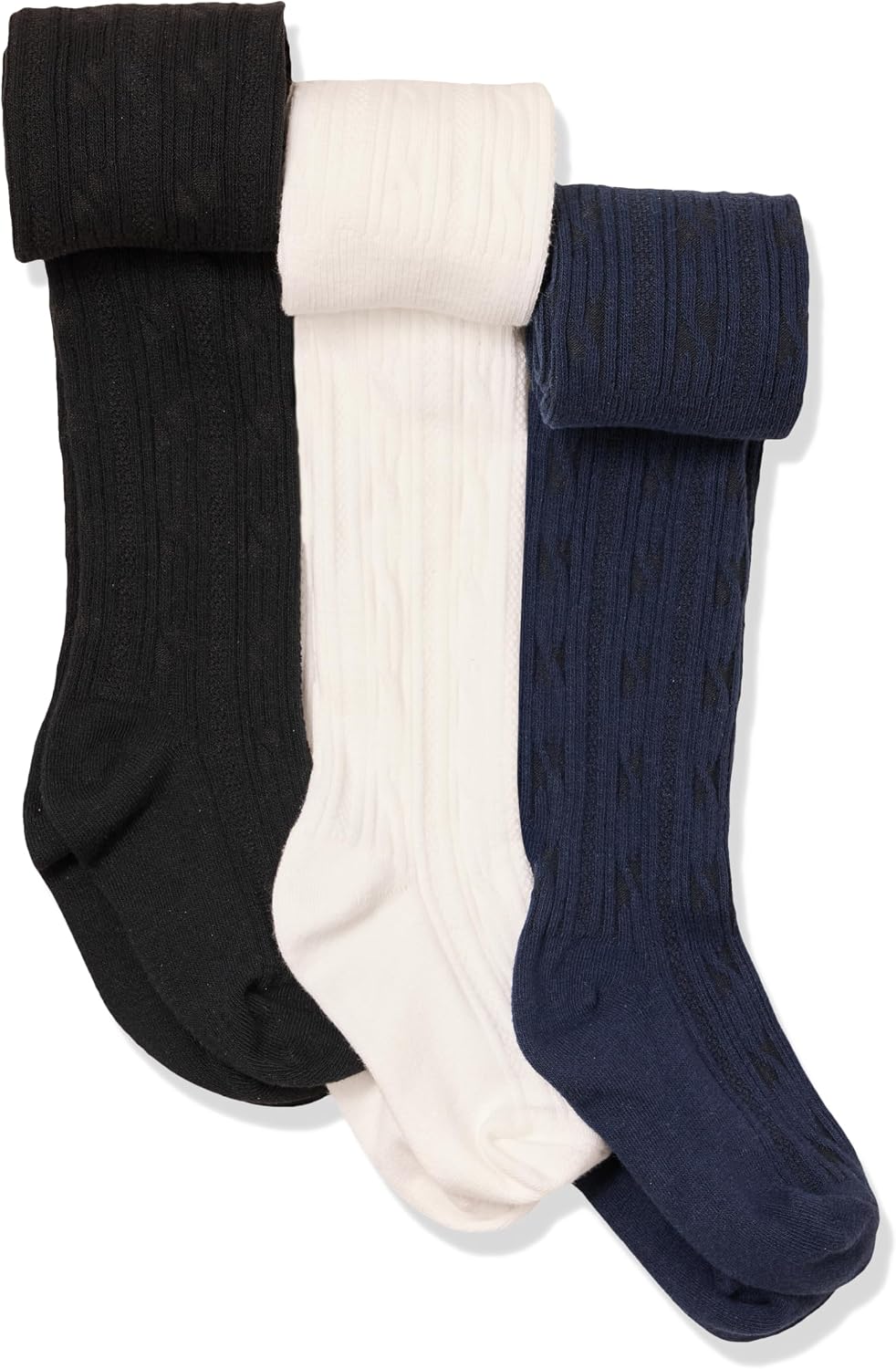 Amazon Essentials Girls' Stretchy Cable Knit Tights, Pack of 3