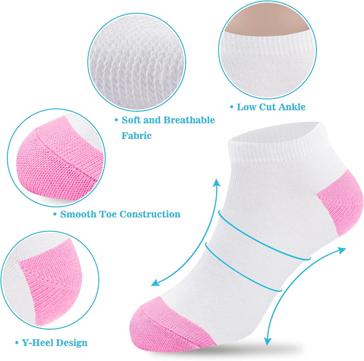 Duufin Girls Socks 12 Pairs Low Cut Ankle Socks for Girls 4-15 Years Old