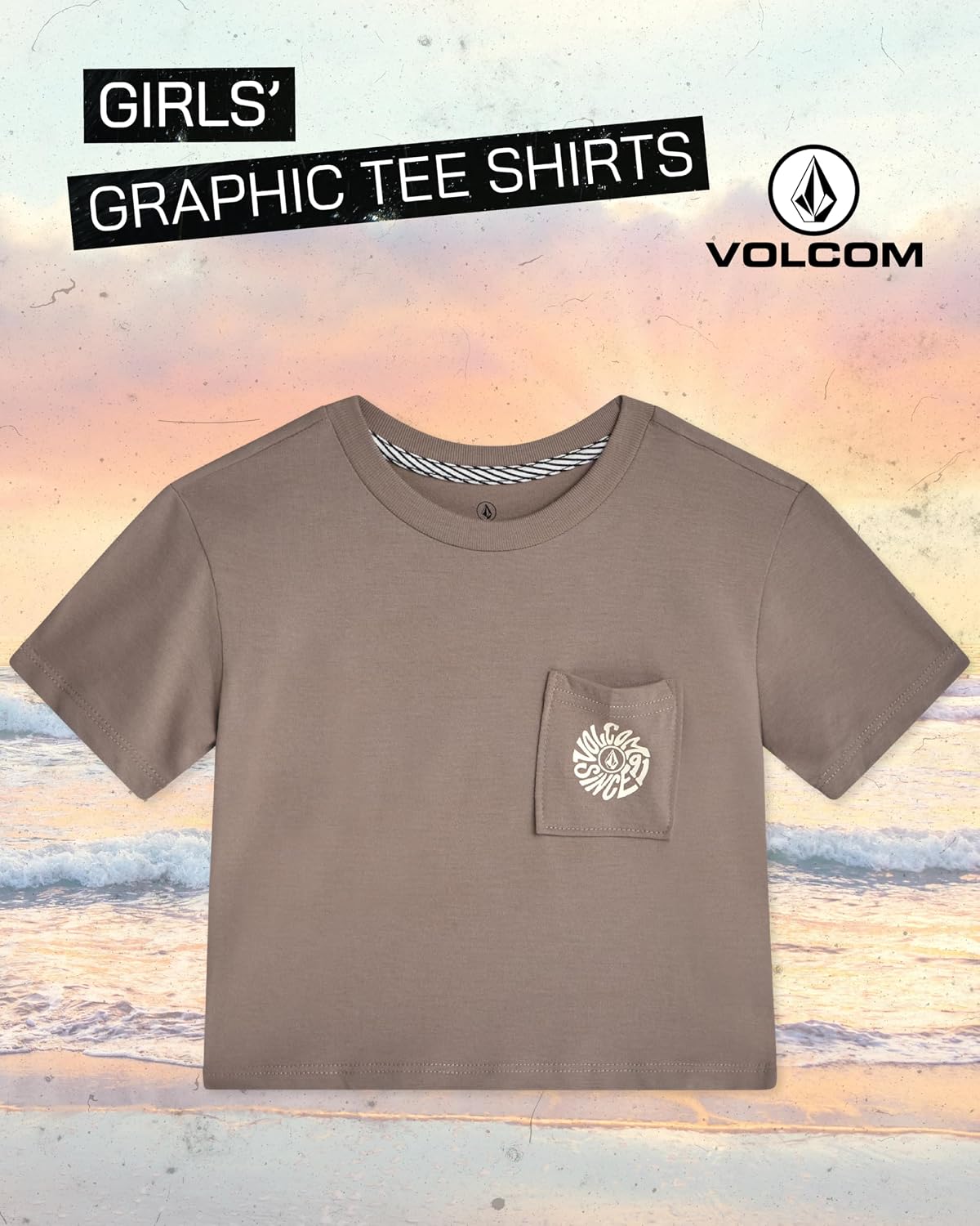 Volcom Girls Crewneck Graphic Tee, Short Sleeve Casual Top