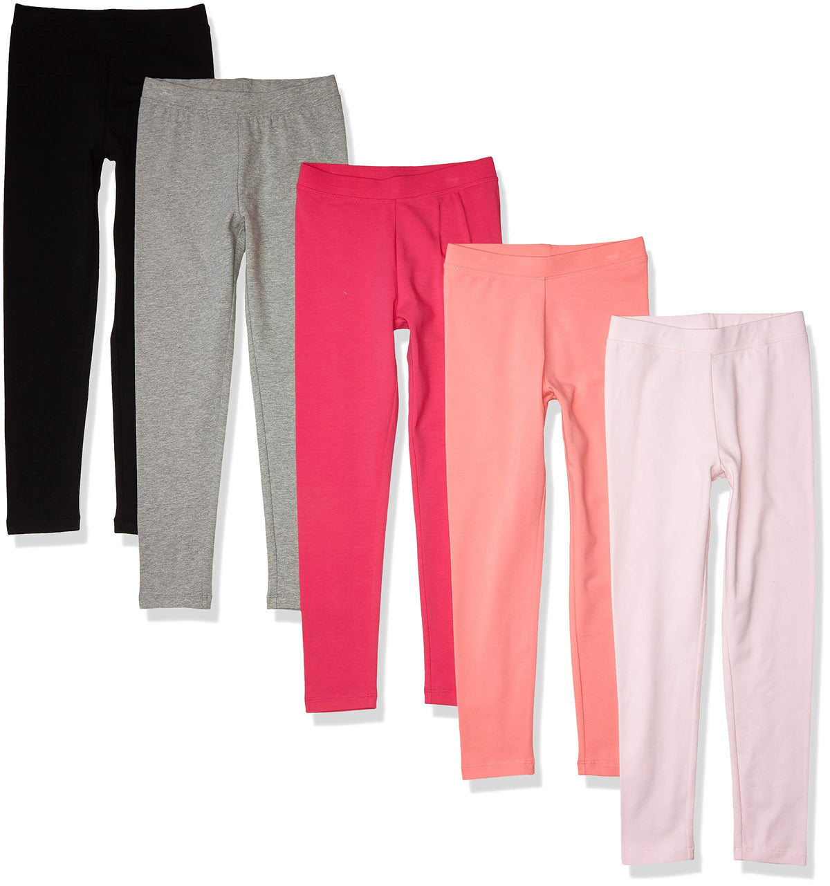 Amazon Essentials Girls' Cotton Stretch Leggings, Multipacks