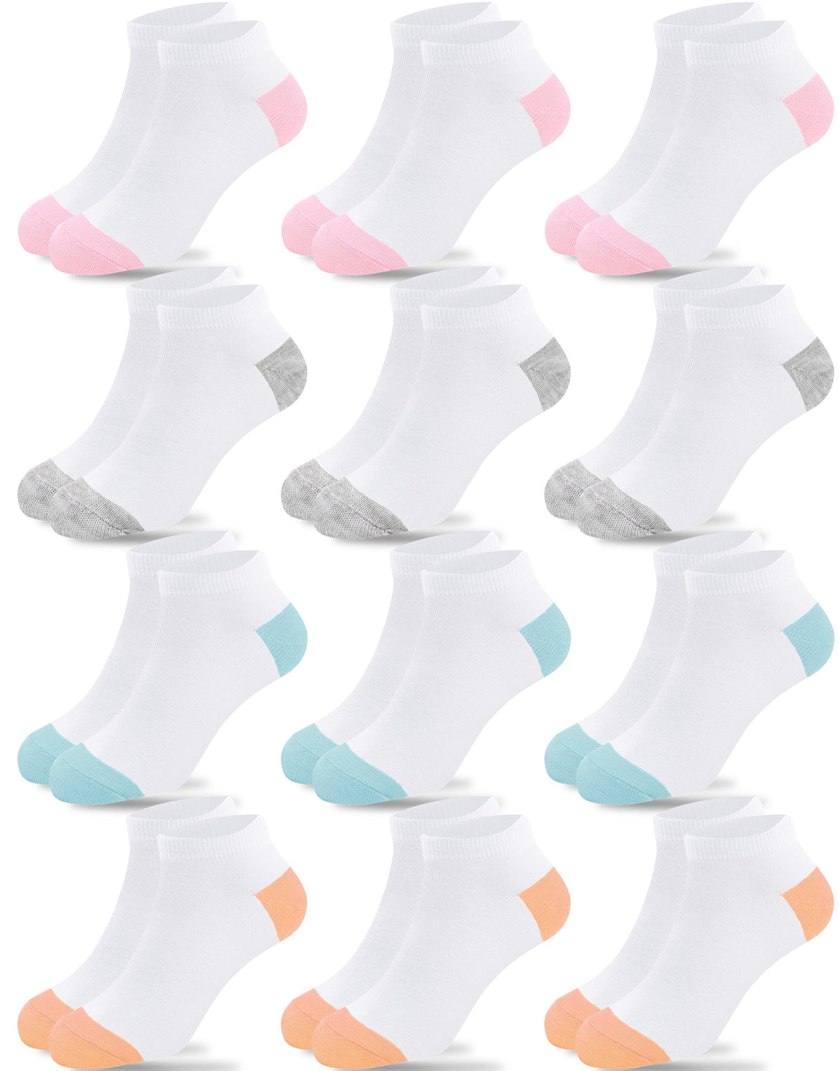 Duufin Girls Socks 12 Pairs Low Cut Ankle Socks for Girls 4-15 Years Old