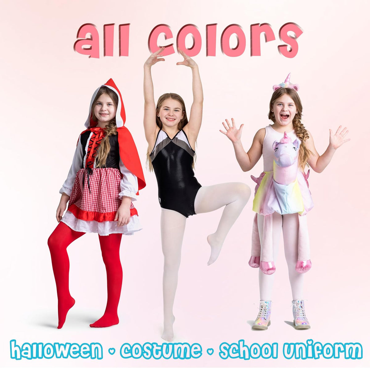 Silky Toes Girls Opaque Microfiber Tights 1-2 Pairs Black White or Colored Nylon Stockings for Kids - ballet footed tights