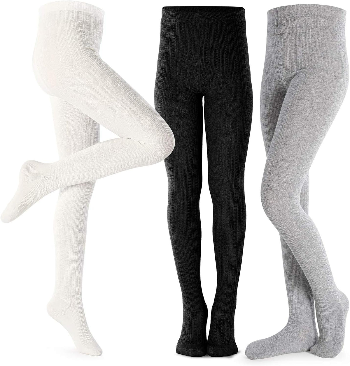 Petrass Girls Tights Toddler Cable Knit Cotton Footed Seamless Dance Ballet Baby Girls' Leggings 3/4 Pack