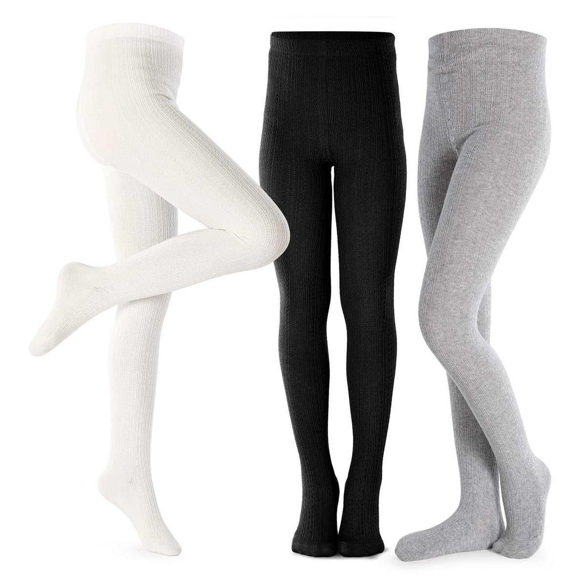 Petrass Girls Tights Toddler Cable Knit Cotton Footed Seamless Dance Ballet Baby Girls' Leggings 3/4 Pack
