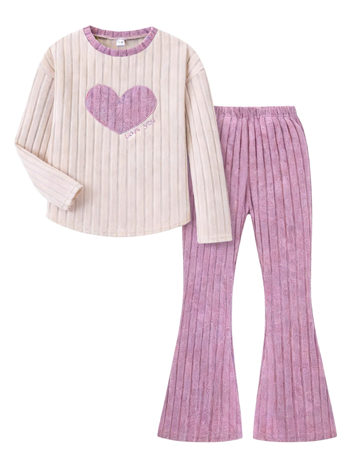 Tween Girls Clothes Ribbed Knit Color Block Long Sleeve Shirt and Flare Pants Fall Outfits Size 6-12