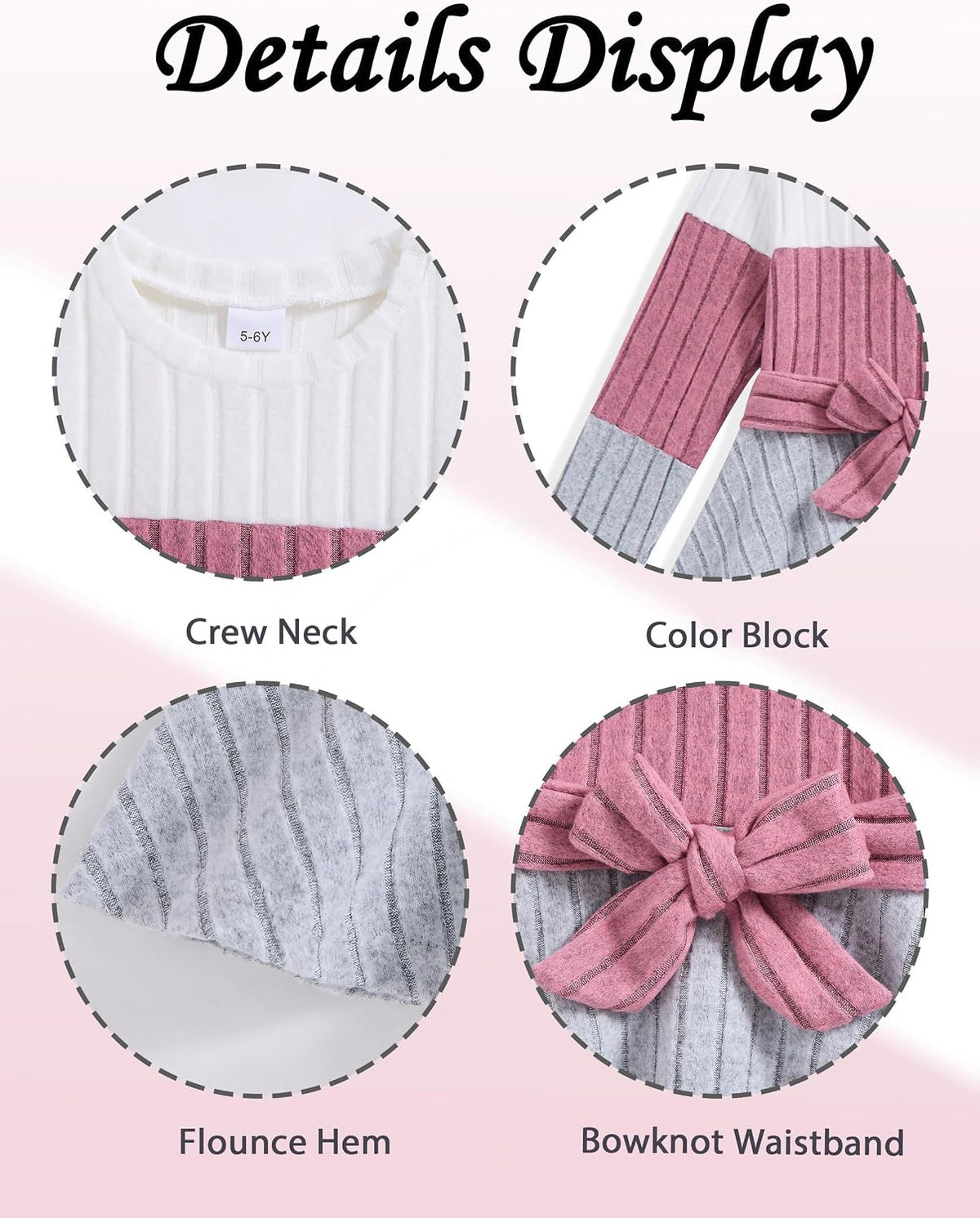 Toddler Girl Clothes Color Block Fall 2 Piece Outfit for Girls
