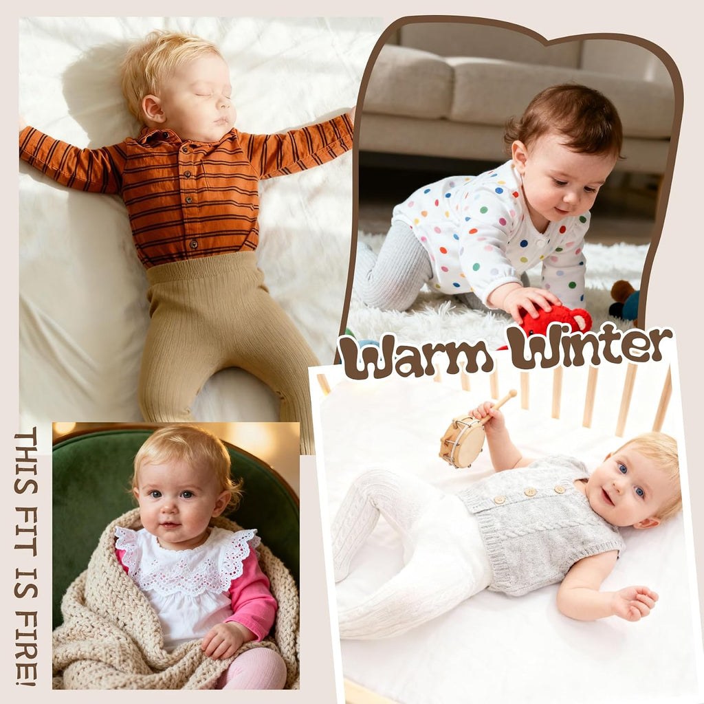 Zando 4 Pack Baby Girl Tights Cable Knit Cotton Winter Stockings 0-12M