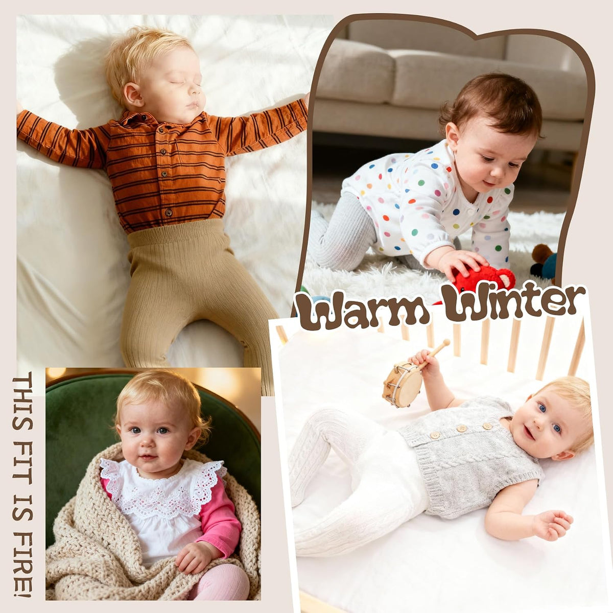Zando 4 Pack Baby Girl Tights Cable Knit Cotton Winter Stockings 0-12M