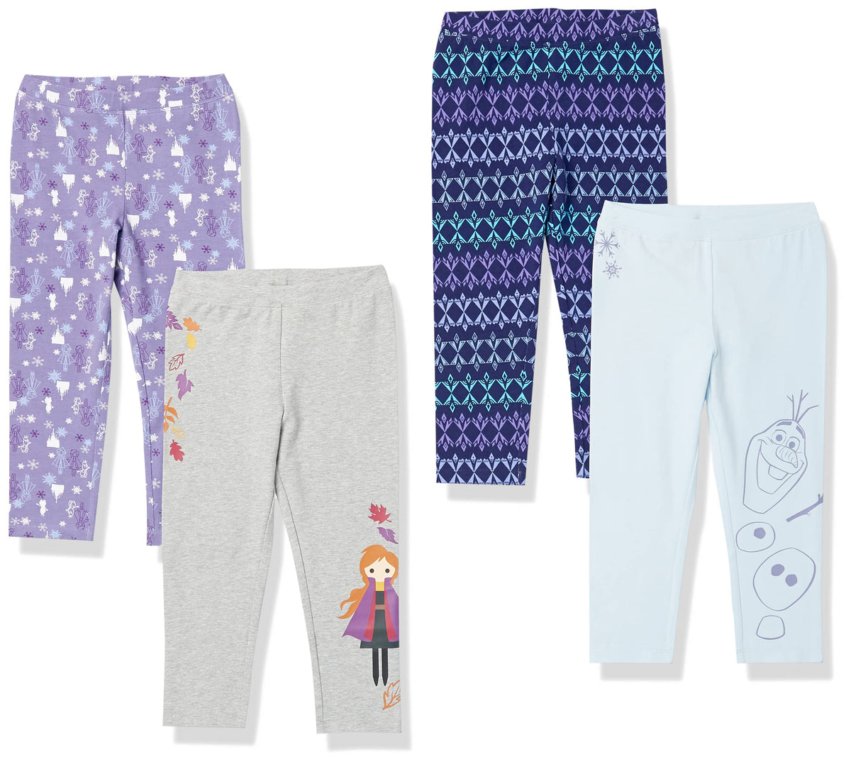 Amazon Essentials Disney | Marvel | Star Wars | Frozen | Princess Girls and Toddlers' Cotton Stretch Leggings, Multipacks