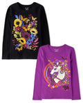 The Children's Place Kids' All Holidays,Birthdays Long Sleeve Graphic T-Shirts,2 Pack
