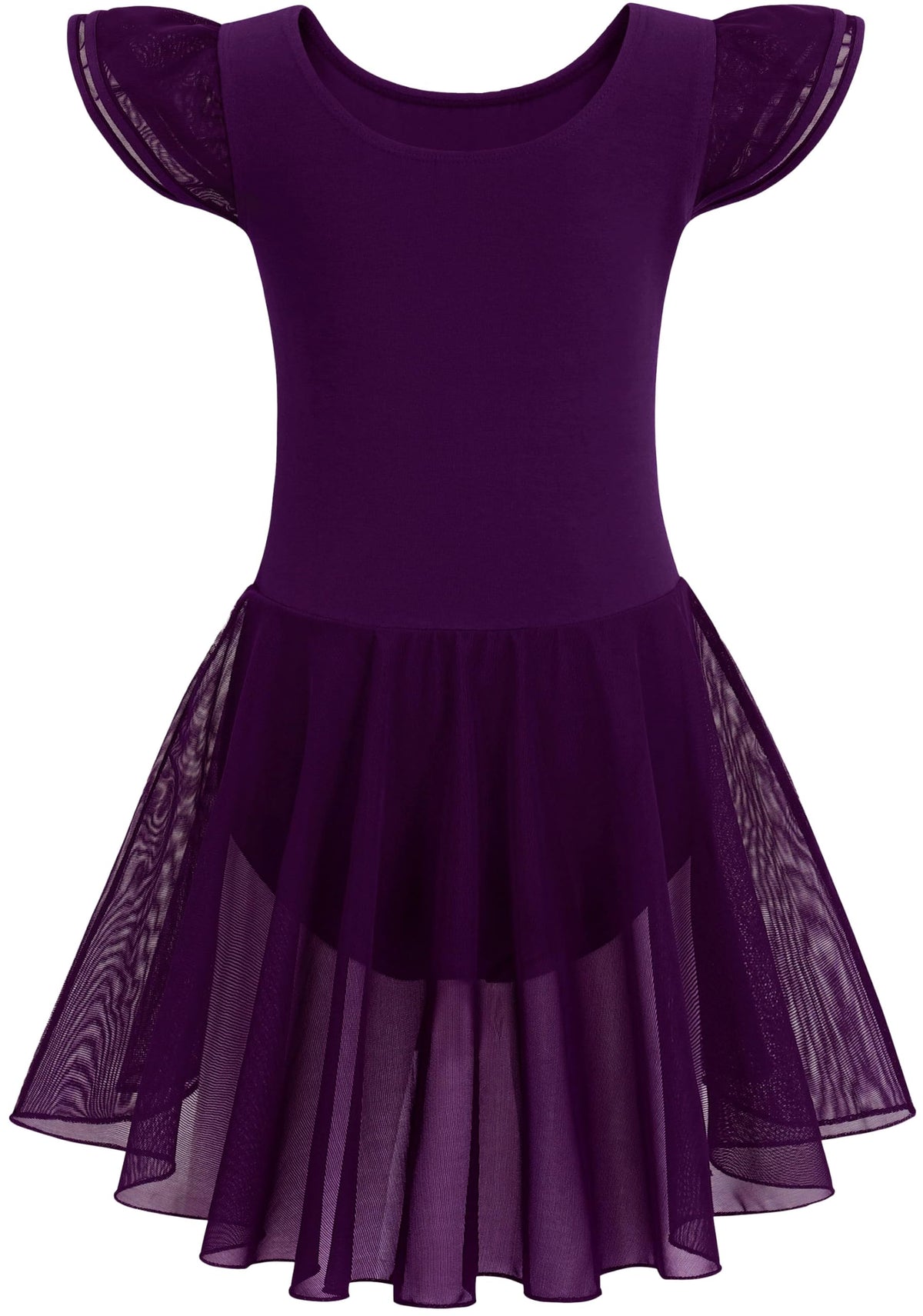 MdnMd Ballet Leotards for Girls Toddler Dance Ballet Leotard with Skirt Ballerina Dresses Tutu Outfits Flutter Sleeve
