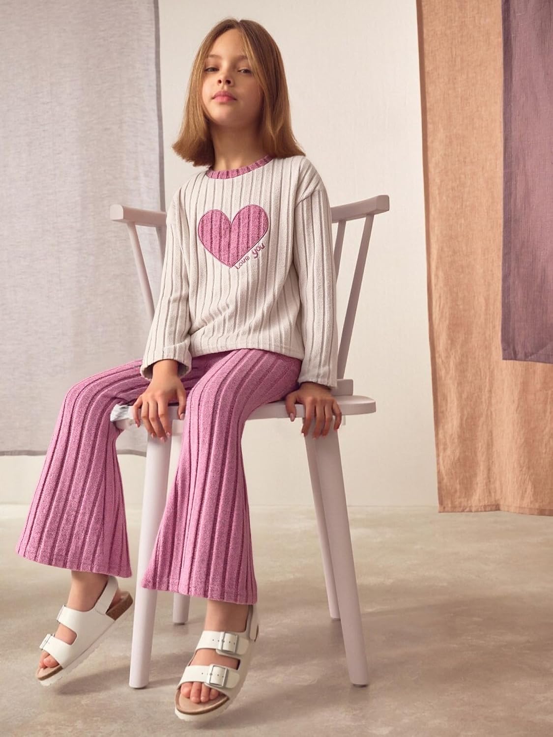 Tween Girls Clothes Ribbed Knit Color Block Long Sleeve Shirt and Flare Pants Fall Outfits Size 6-12