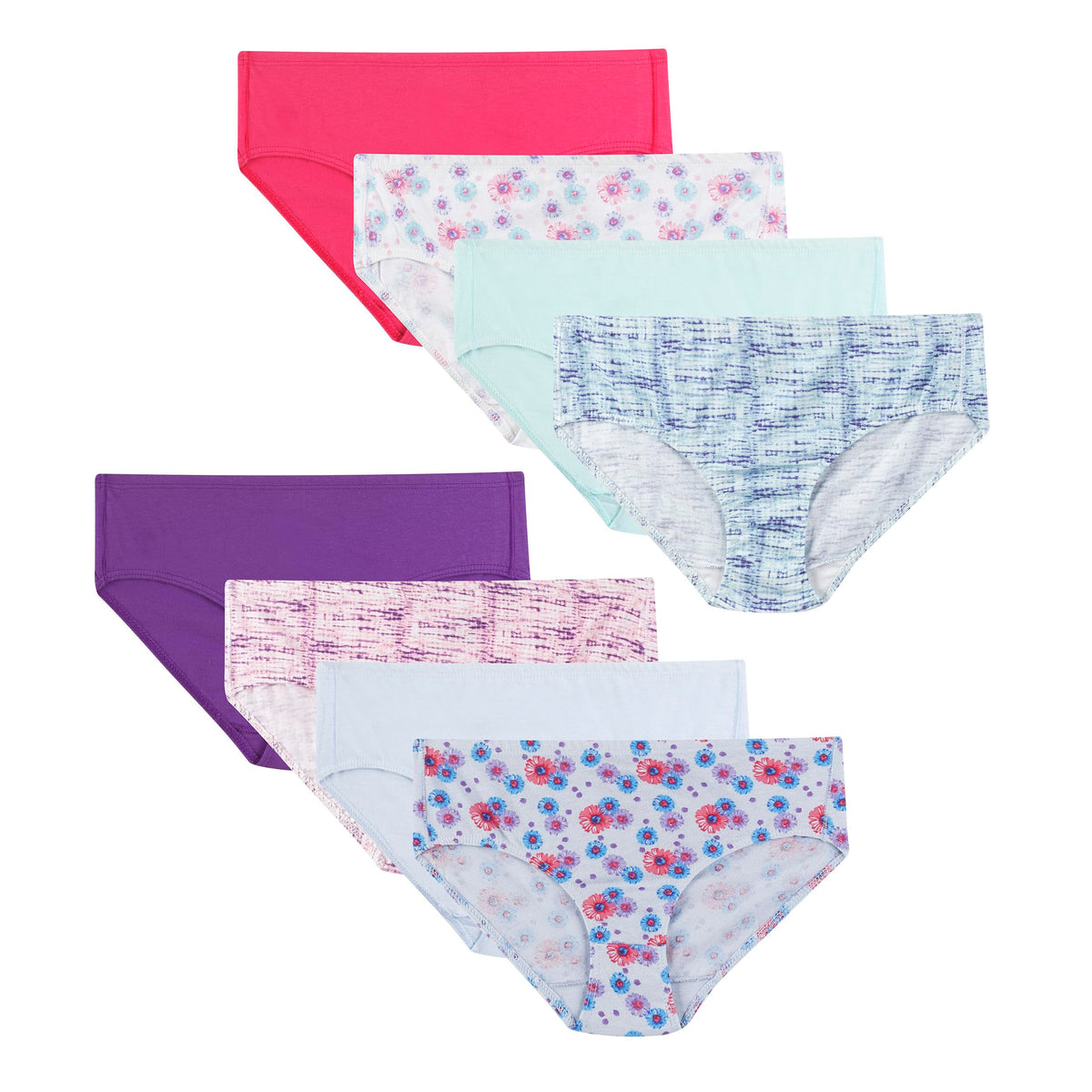 Hanes Girls' And Toddler Organic Underwear, Brief & Hipster, 8-pack, Pure Comfort Organic 100% Cotton Panties