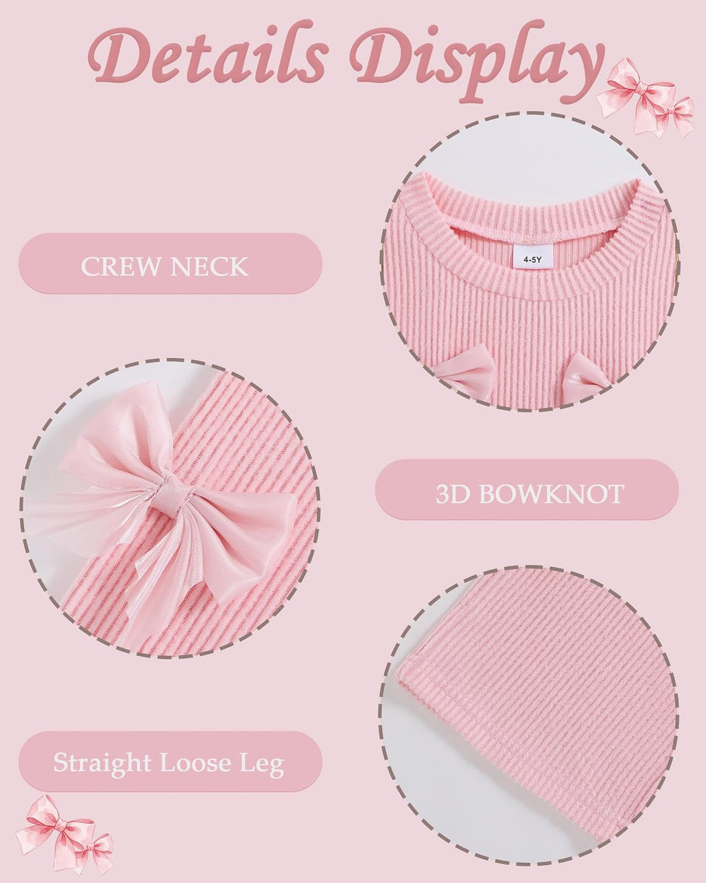 Toddler Girl Clothes 2 Piece Little Girls Bowknot Fall Outfits