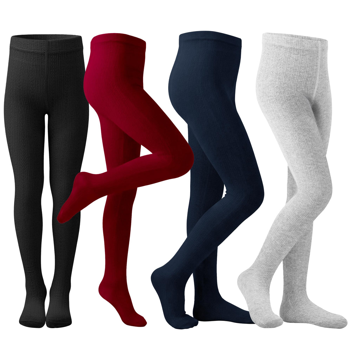 Poroka Girls Cable Knit Cotton Tights Soft Seamless leggings For Kids