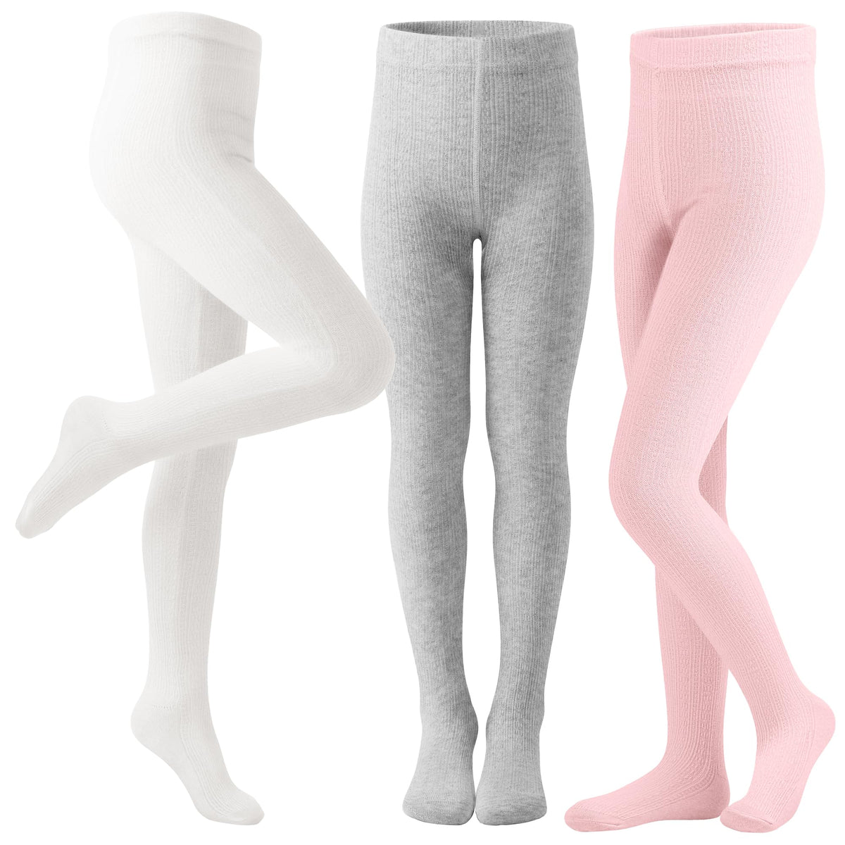 Girls Tights Footed Seamless Leggings Cable Knit Cotton Tights for Kids