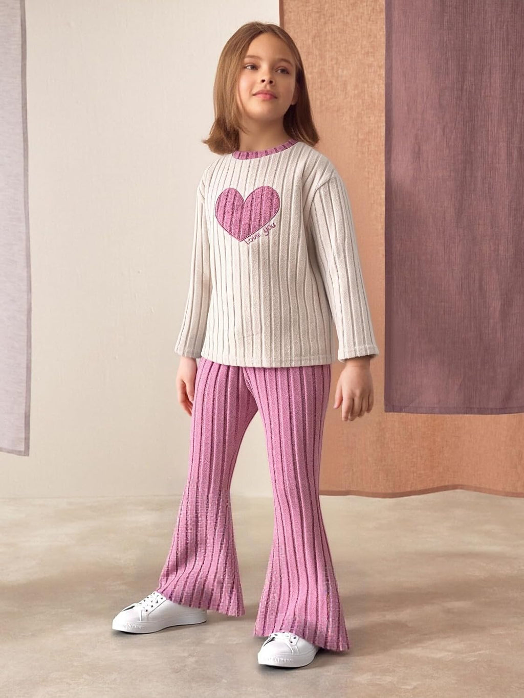 Tween Girls Clothes Ribbed Knit Color Block Long Sleeve Shirt and Flare Pants Fall Outfits Size 6-12