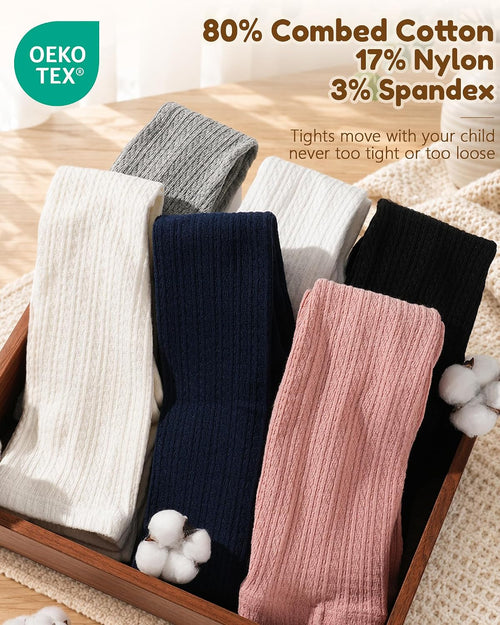 3 Pack Girls Tights Toddler Cable Knit Leggings Cotton Warm Stockings