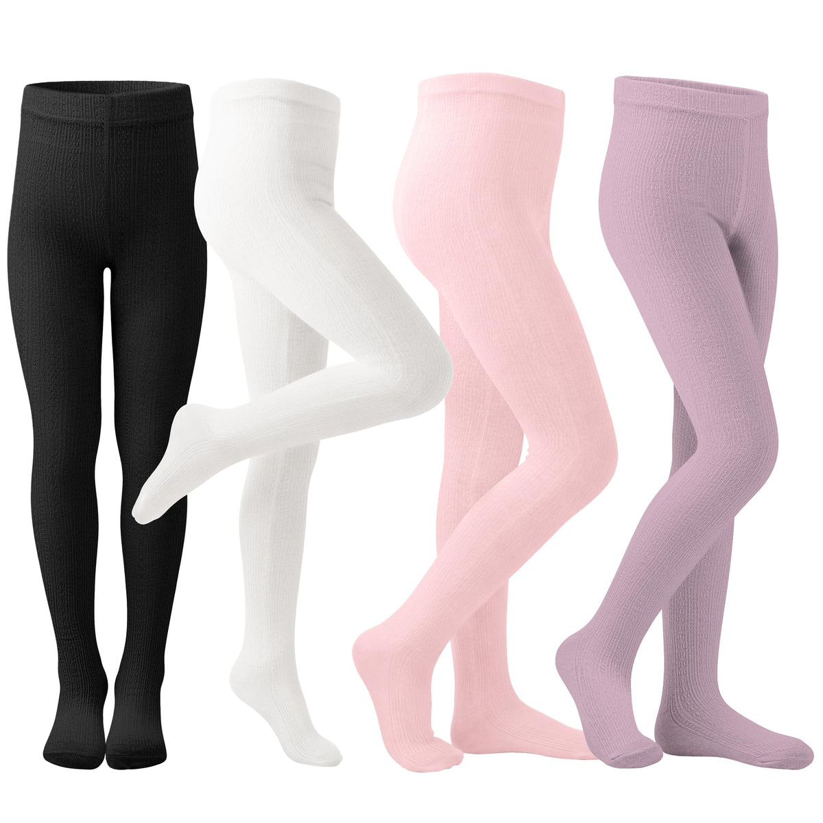Poroka Girls Cable Knit Cotton Tights Soft Seamless leggings For Kids