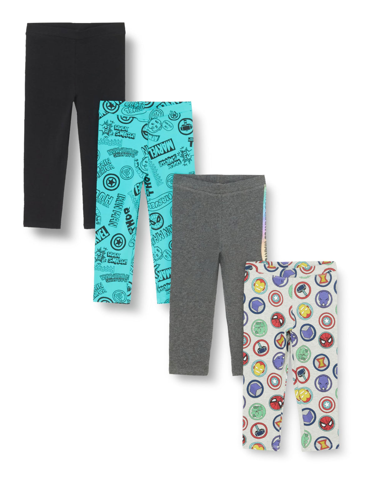 Amazon Essentials Disney | Marvel | Star Wars | Frozen | Princess Girls and Toddlers' Cotton Stretch Leggings, Multipacks
