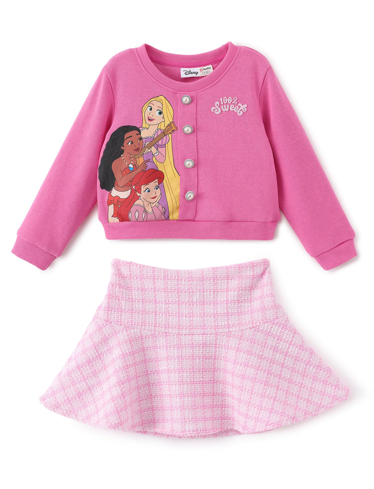 Disney Girl 2 Piece Birthday Party Outfit Knit Top & Tweed Skirt Set 2-13Y