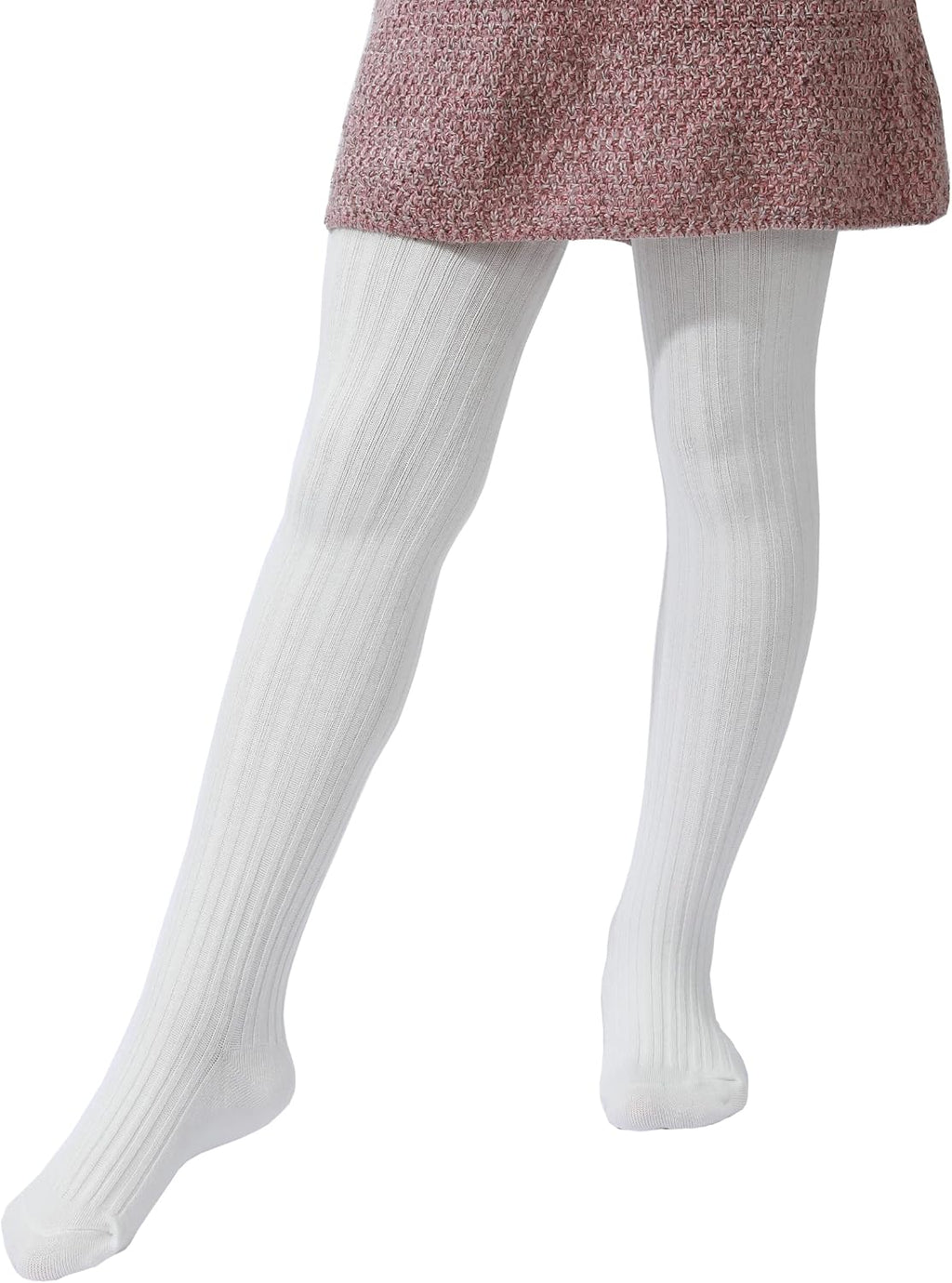 Paralinda Girls' Cotton Tights - Toddler Cable Knit Footed Tights