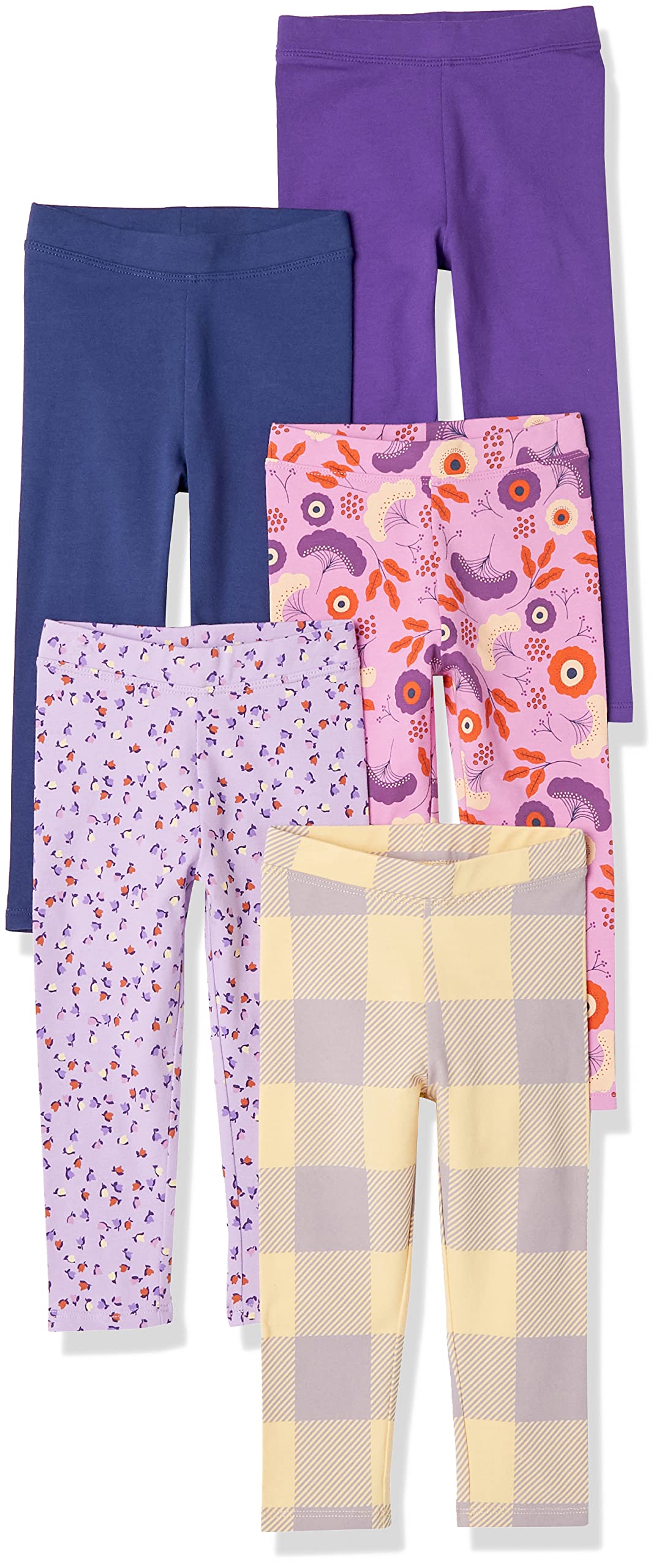 Amazon Essentials Girls' Cotton Stretch Leggings, Multipacks