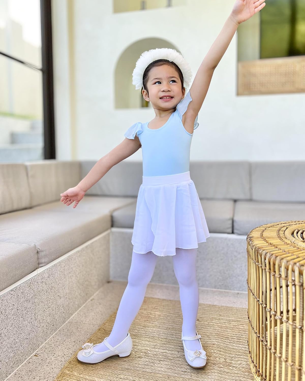 Stelle Girls' Footed Ballet Tights for Dance Class Toddler Kids 2T-15Y