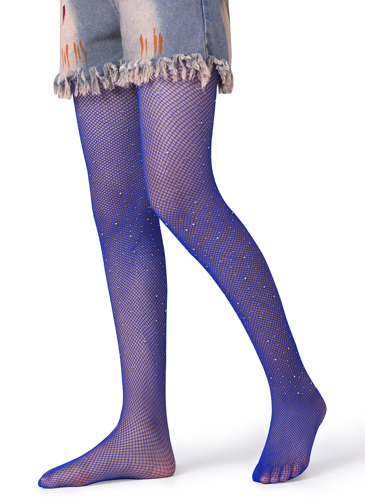 Henwarry Girls Sparkle Fishnet Stockings Children's High Waist Tights Rhinestone Hollow Out Party Pantyhose