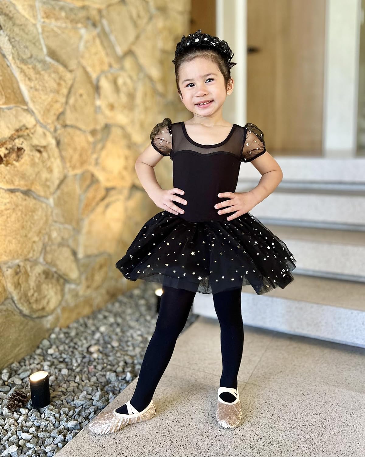 Stelle Girls' Footed Ballet Tights for Dance Class Toddler Kids 2T-15Y