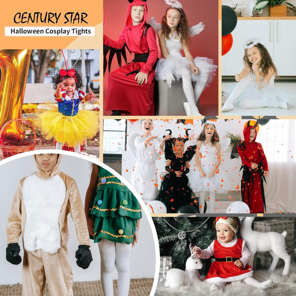Century Star 4 Pairs Tights for Girls-Soft Footed Ballet Dance Toddler Tights Stockings School Uniform Kids Leggings