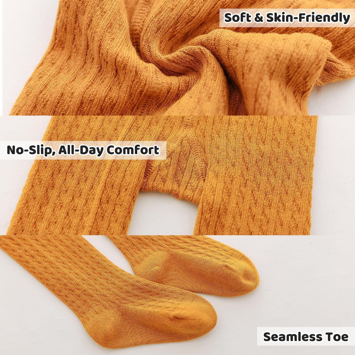 vanberfia Knit Baby Girls Tights: Cable Knit Cotton Warm Footed Leggings