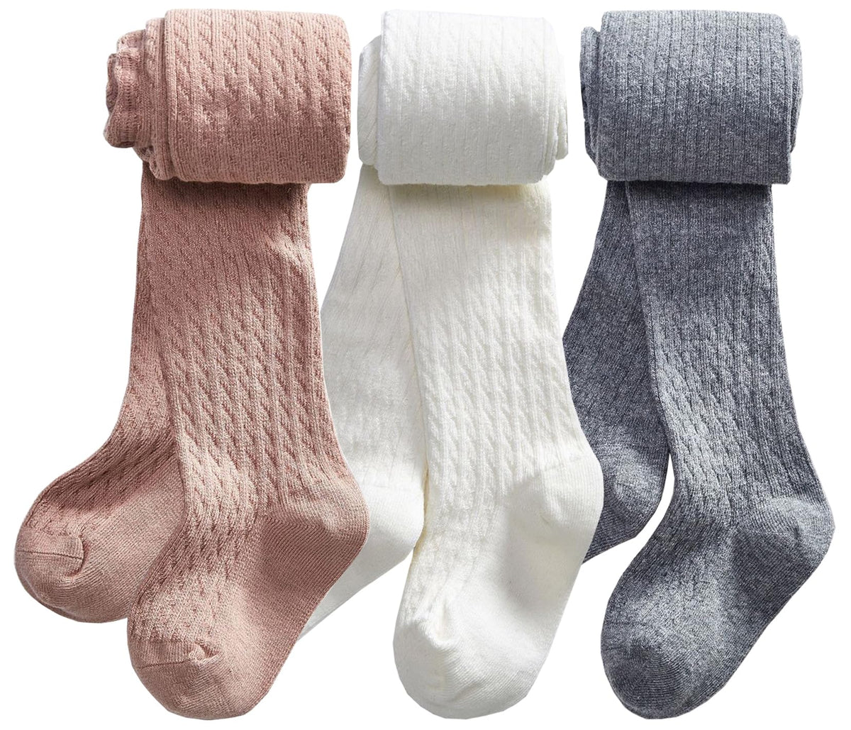 CHUNG Toddler Little Girls Cotton Tights Footed Thick Winter Cable Knit Legging Pantyhose Stocking