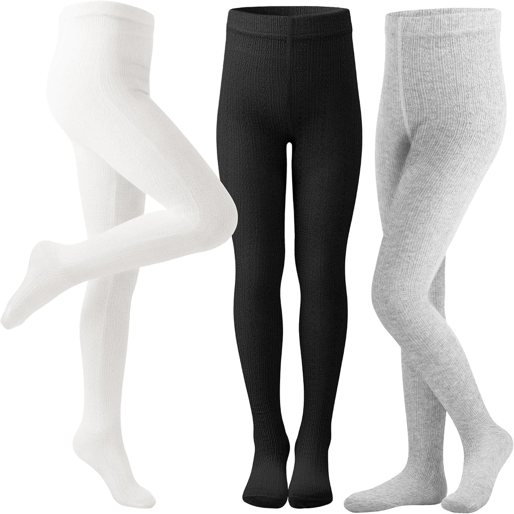 Girls Tights Footed Seamless Leggings Cable Knit Cotton Tights for Kids