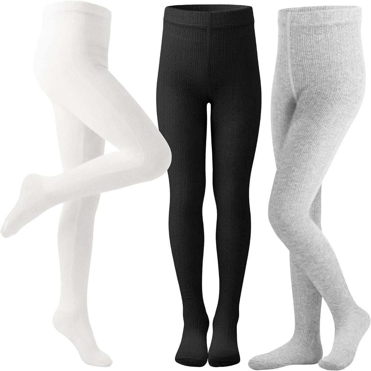 Girls Tights Footed Seamless Leggings Cable Knit Cotton Tights for Kids