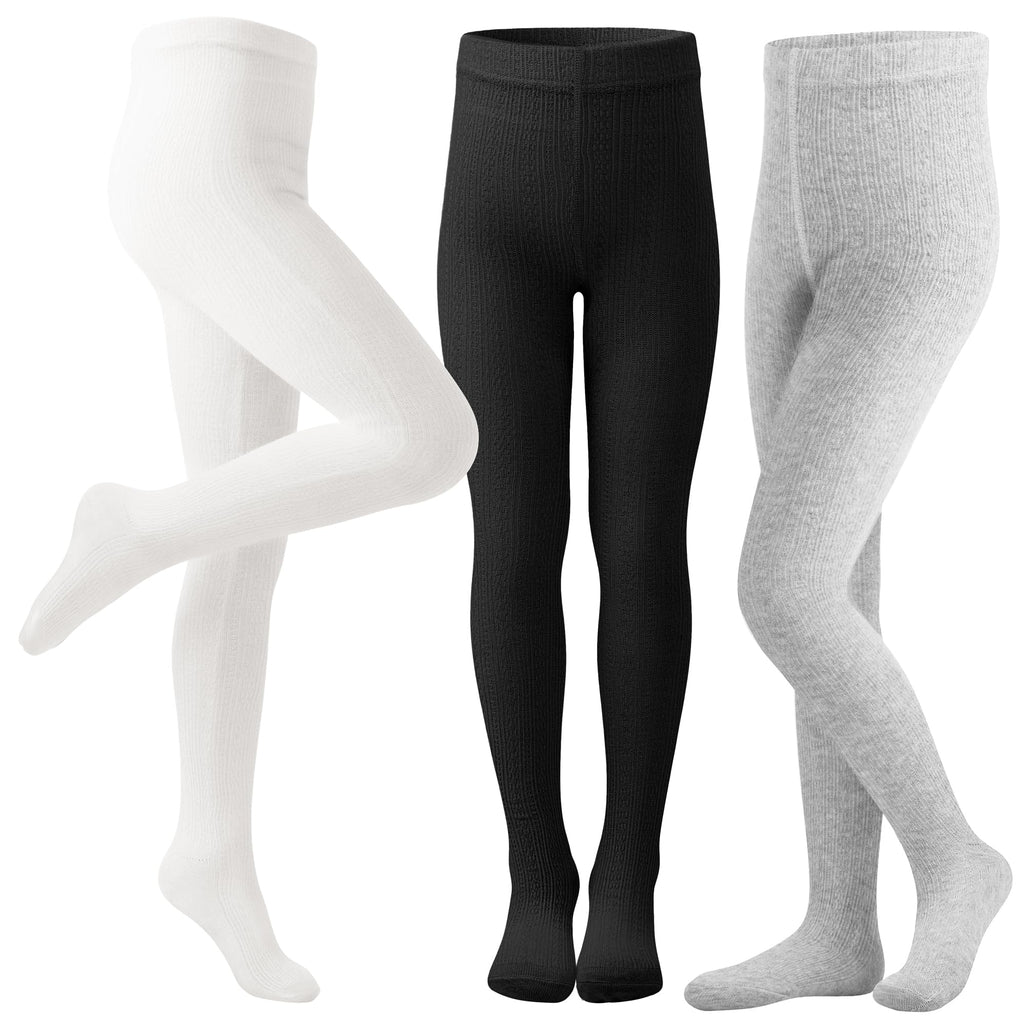 Girls Tights Footed Seamless Leggings Cable Knit Cotton Tights for Kids